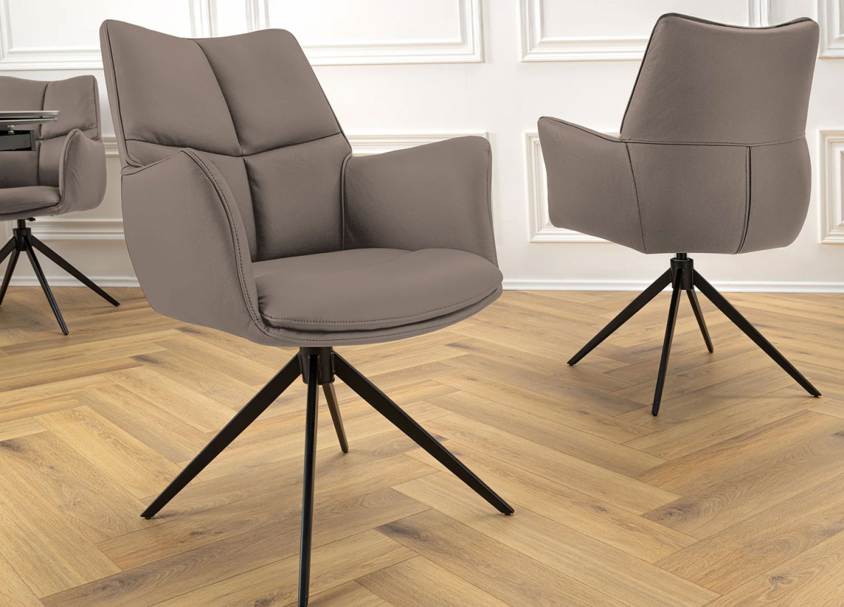 Fauteuil de salle à manger moderne en cuir brun