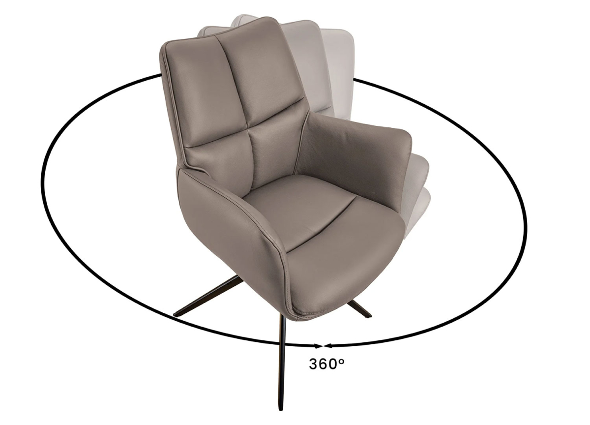 Chaise de table moderne pivotante en cuir brun