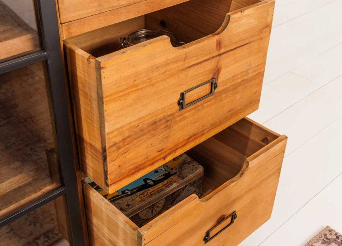 Meuble Buffet Rustique 6 Tiroirs - 2 Portes
