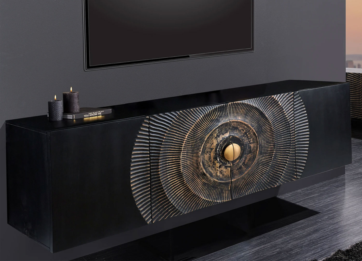 Buffet mural 4 portes en bois massif 180 cm