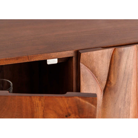 Buffet Sculpté Acacia et Métal Noir