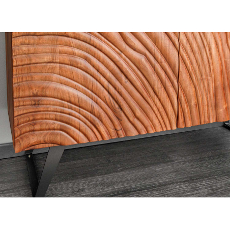 Buffet Sculpté Acacia et Métal Noir