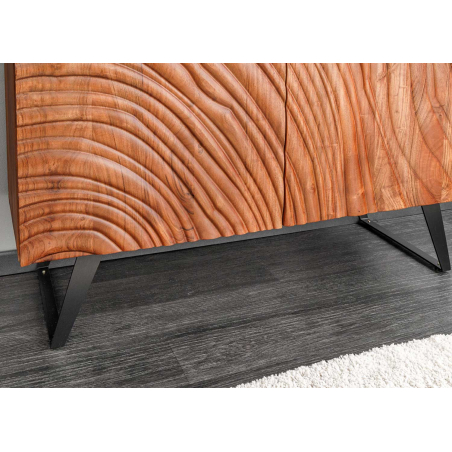Buffet Sculpté Acacia et Métal Noir