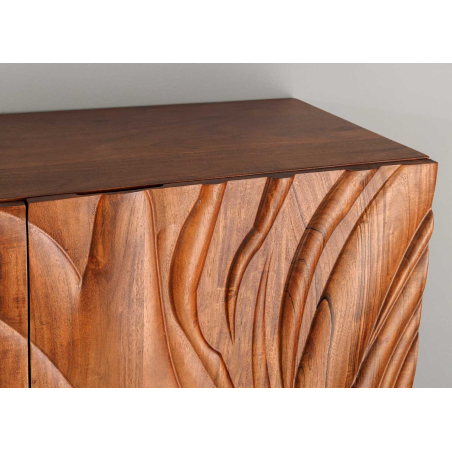 Buffet Sculpté Acacia et Métal Noir