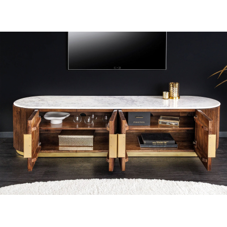 Meuble télé rétro 4 portes en bois