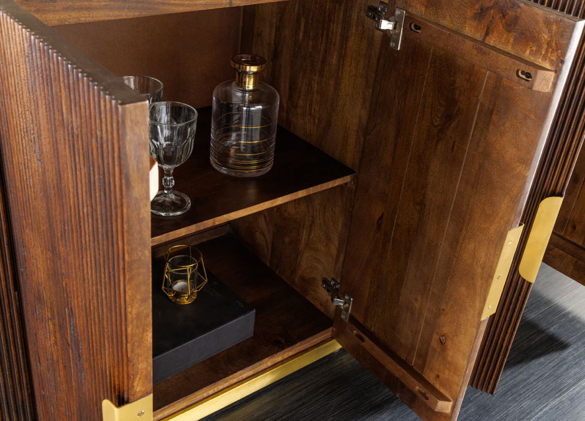 Buffet Rétro Gatsby 4 Portes Bois et Marbre