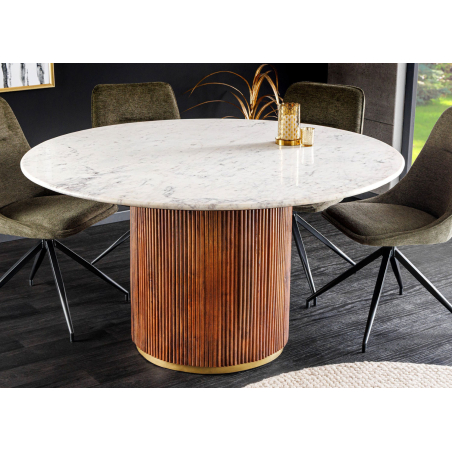 Table de repas ronde marbre et bois