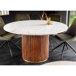 Table de repas ronde marbre et bois