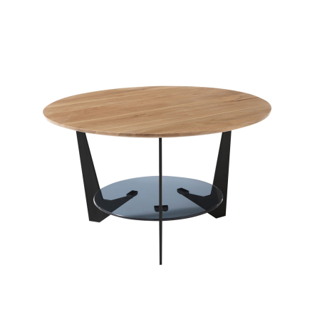 Table basse moderne ronde en chêne 70 cm