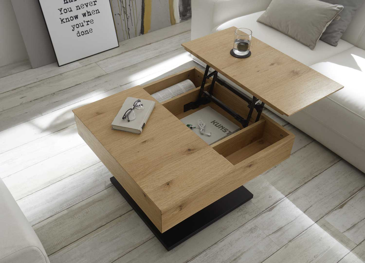 Table basse moderne bois et noir