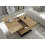 Table basse carrée 70 cm bois et métal noir