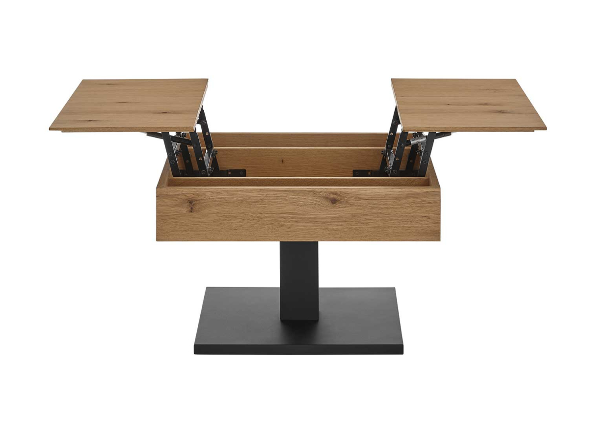 Table basse gain de place avec plateaux relevables