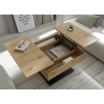 Table basse avec plateaux relevables et rangements intégrés