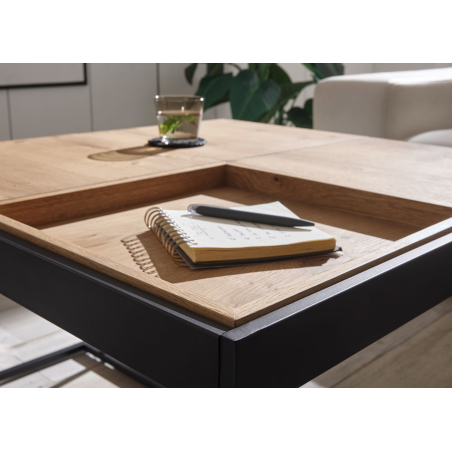 Table basse industrielle avec 4 plateaux modulables – bois & métal