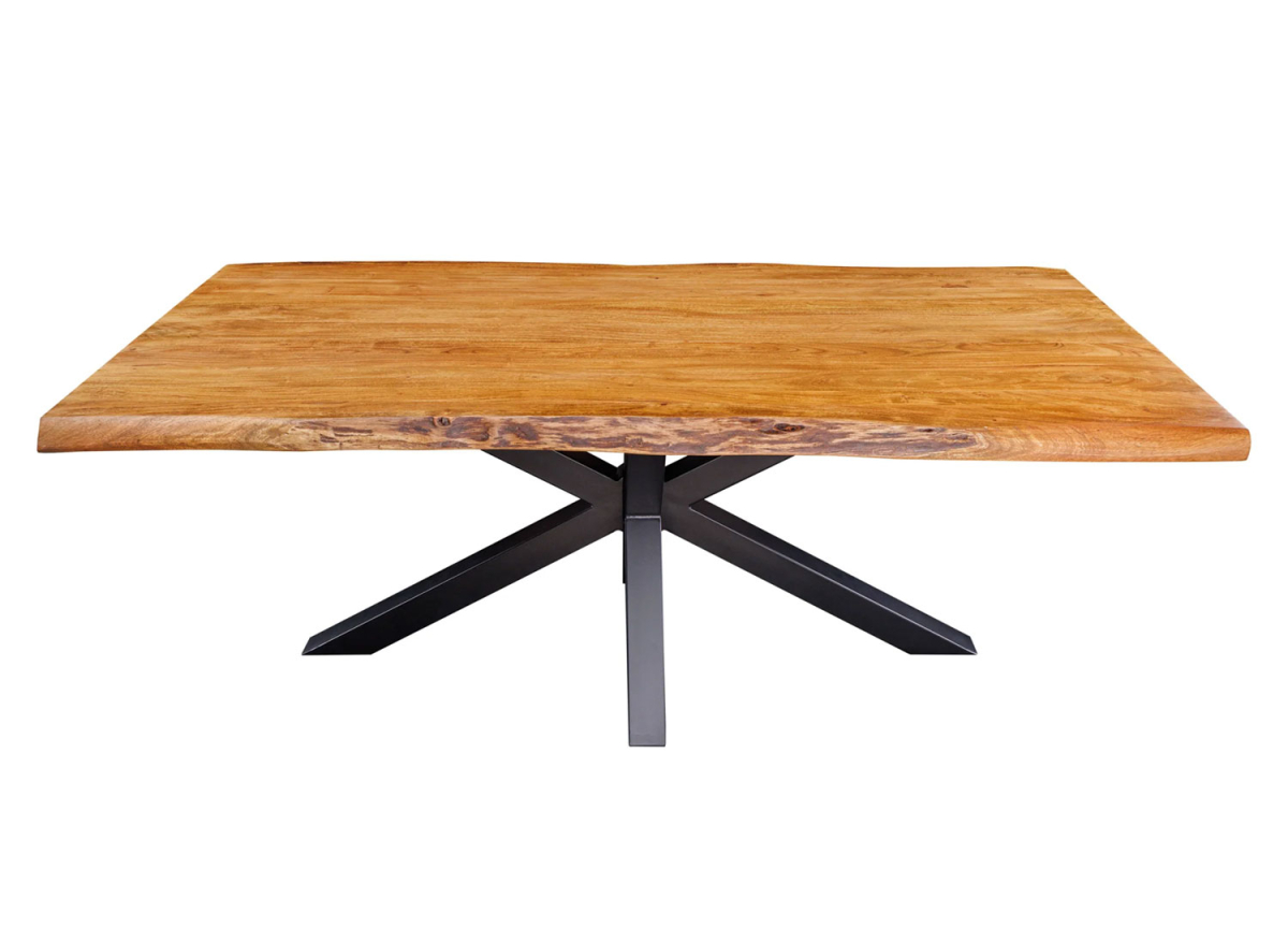 Table de repas 10 places acacia et métal noir Table de repas 10 places acacia et métal noir