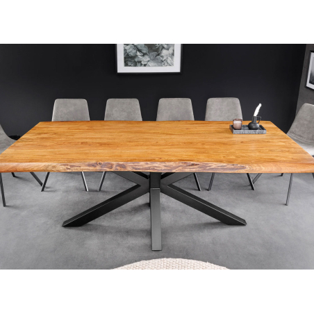 Table de repas moderne en bois et métal noir 200 cm