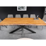 Table de repas moderne en bois et métal noir 200 cm