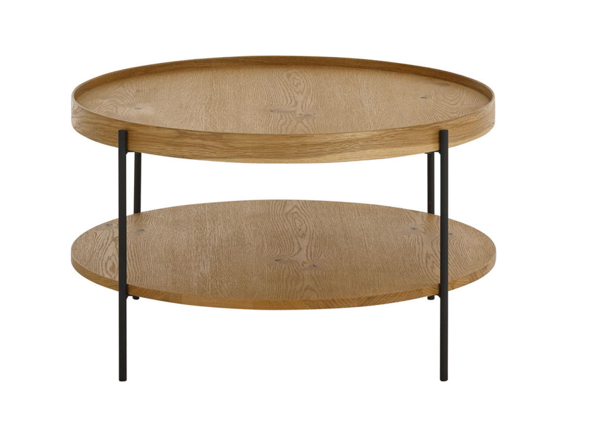 Table basse ronde moderne en bois et métal