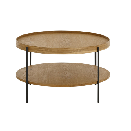 Table basse ronde moderne en bois et métal