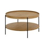 Table basse moderne avec étagère bois plaqué et métal