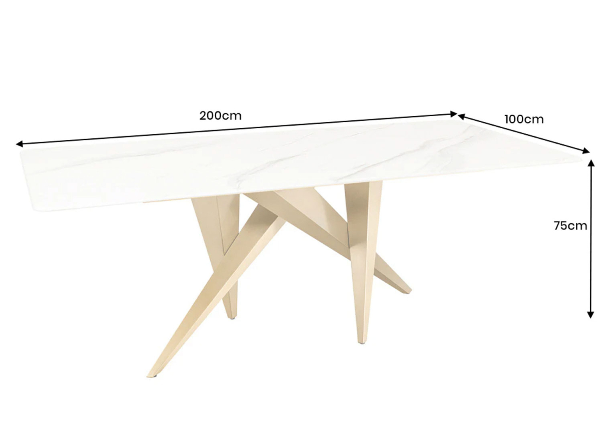 Table contemporaine avec Piètement Géométrique Doré