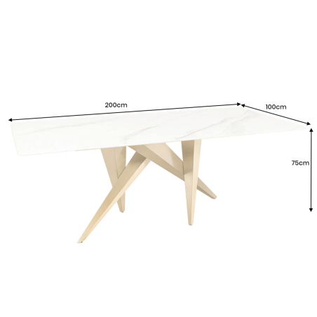 Table contemporaine avec Piètement Géométrique Doré