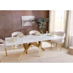 Table de repas marbre et pieds dorés