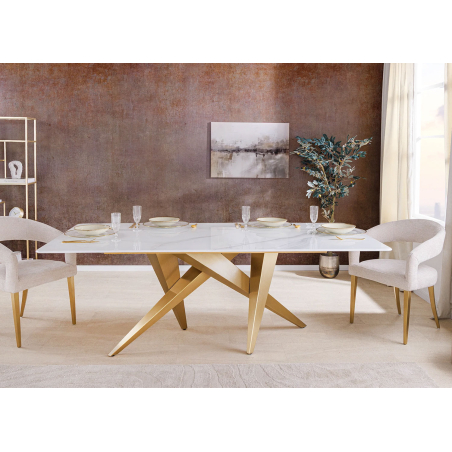 Table repas 200 cm marbre et métal