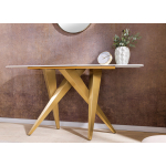 Table console chic doré et marbre
