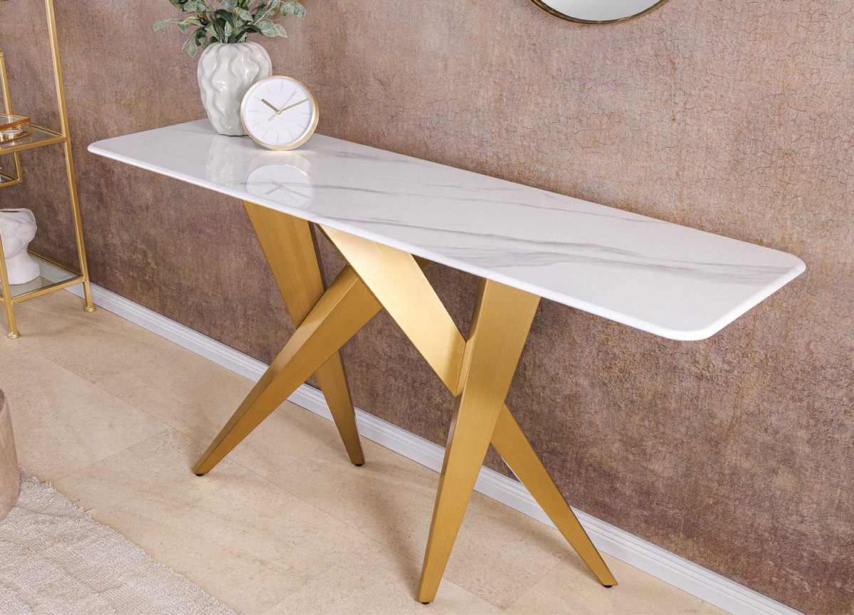 Table console d'entrée céramique et métal