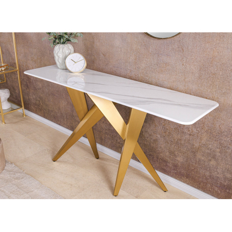 Table console d'entrée marbre et métal