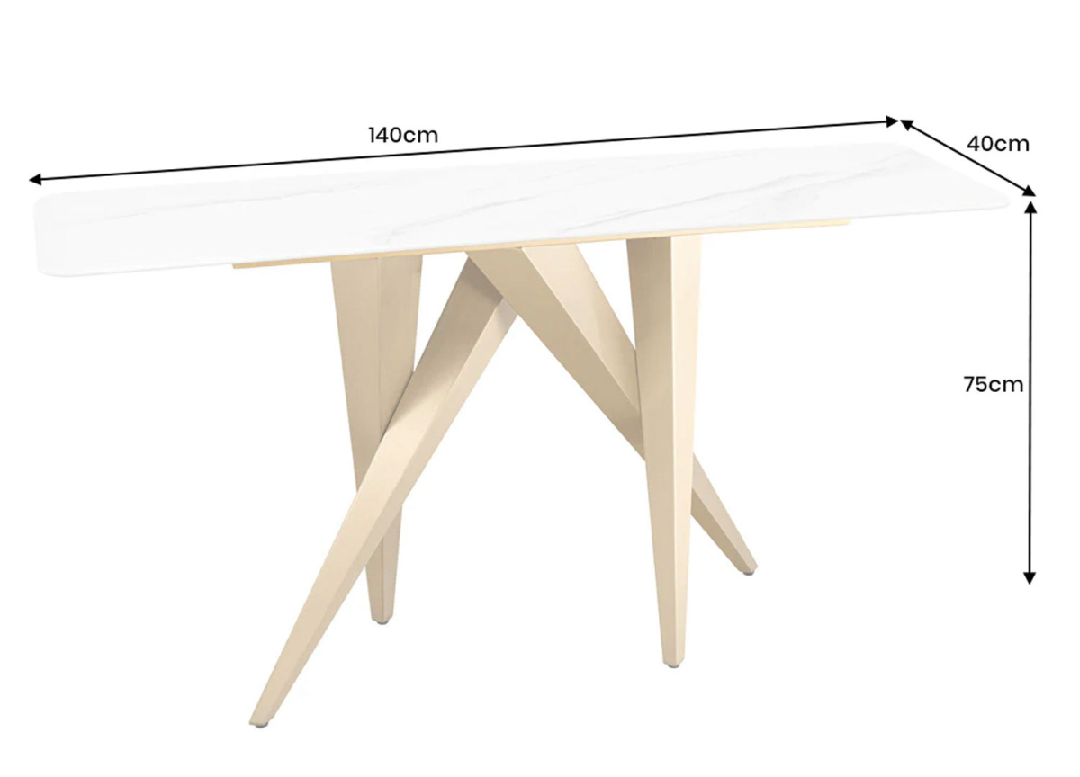 Console Luxe Céramique Marbré Blanc et Doré