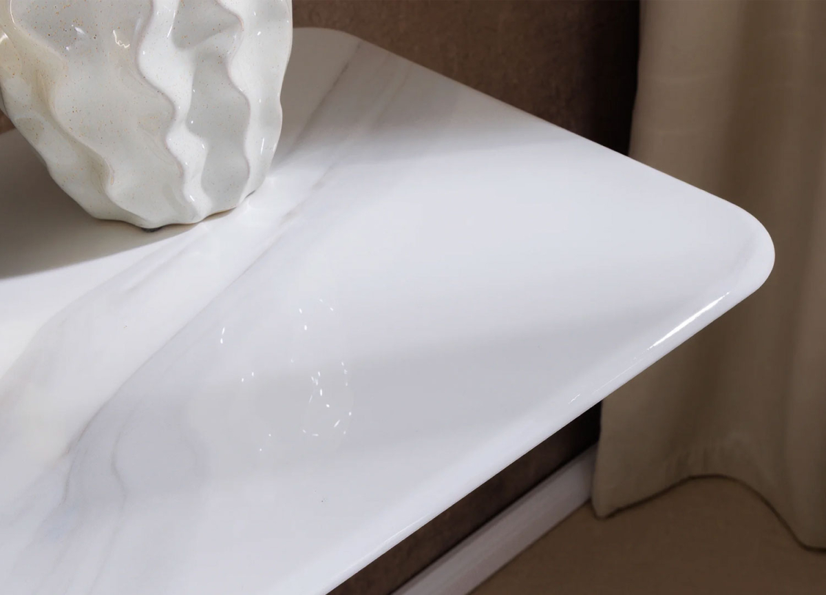 Console Luxe Céramique Marbré Blanc et Doré