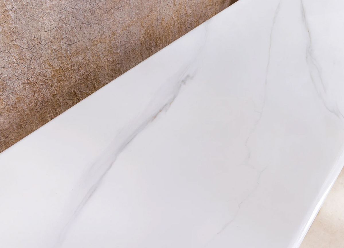Console Luxe Céramique Marbré Blanc et Doré