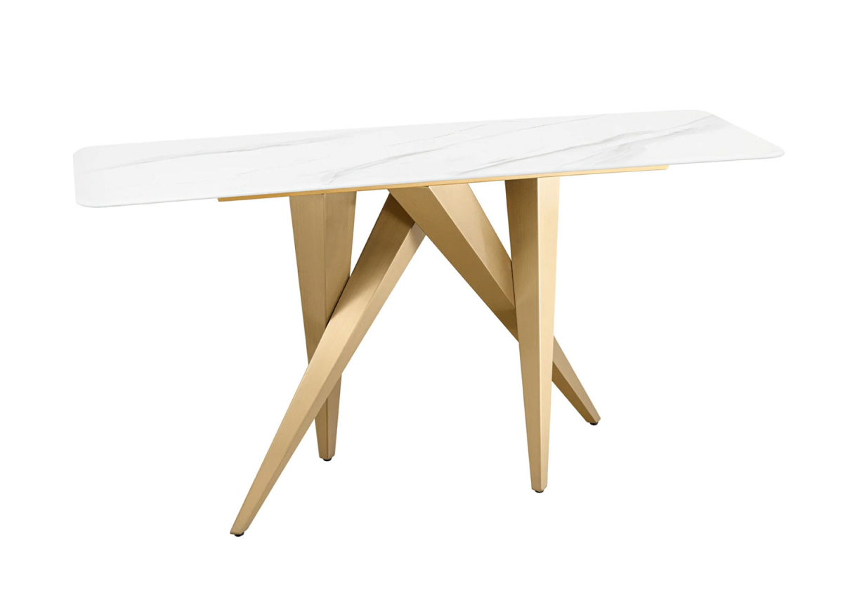 Table console moderne doré et marbre blanc Table console moderne doré et marbre blanc