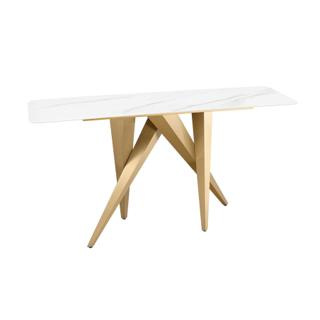 Table console moderne doré et marbre blanc