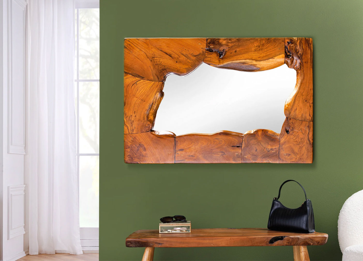 Miroir décoratif en teck naturel – Style rustique et authentique