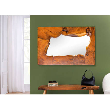 Miroir décoratif en teck naturel – Style rustique et authentique