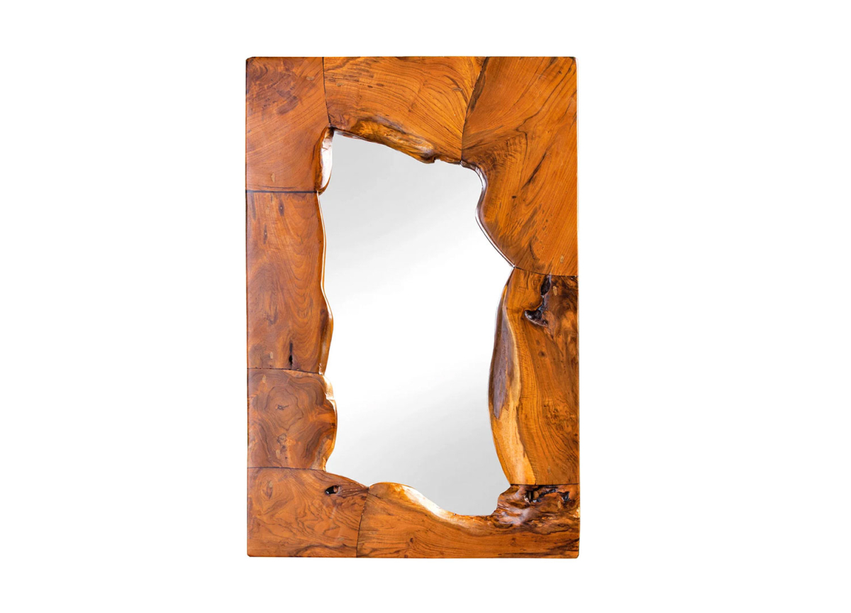 Miroir mural rectangulaire 90x60 cm – Teck massif sculpté à la main Miroir mural rectangulaire 90x60 cm – Teck massif sculpté à la main
