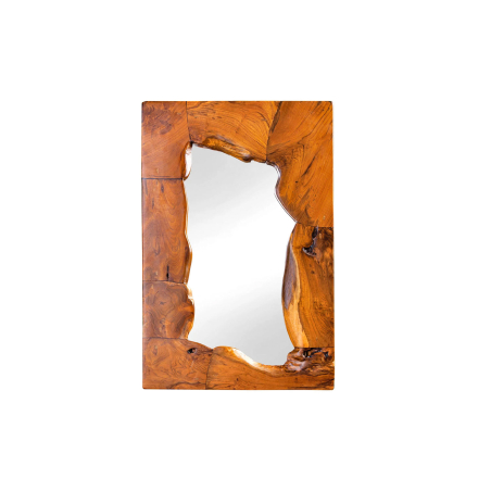 Miroir mural rectangulaire 90x60 cm – Teck massif sculpté à la main