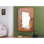 Grand miroir déco rectangulaire en bois de teck
