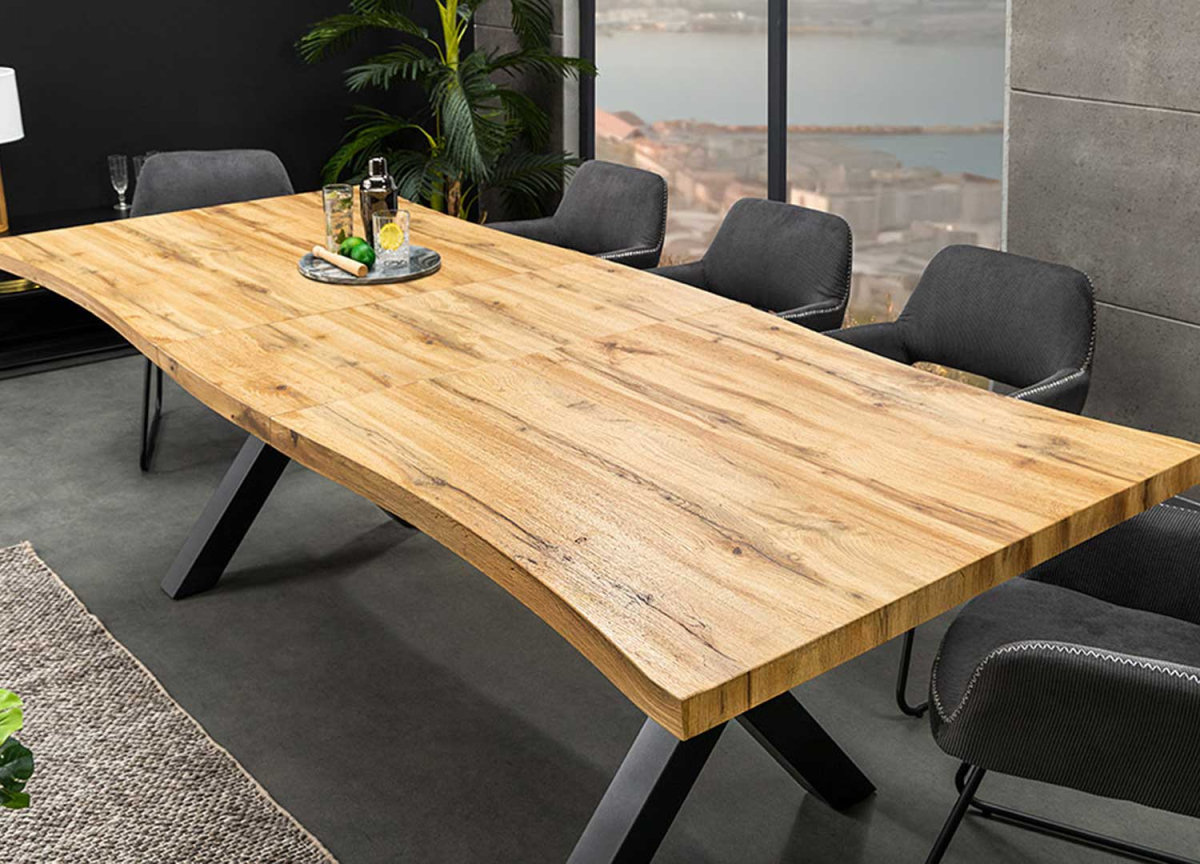 Table de salle à manger extensible imitation chêne