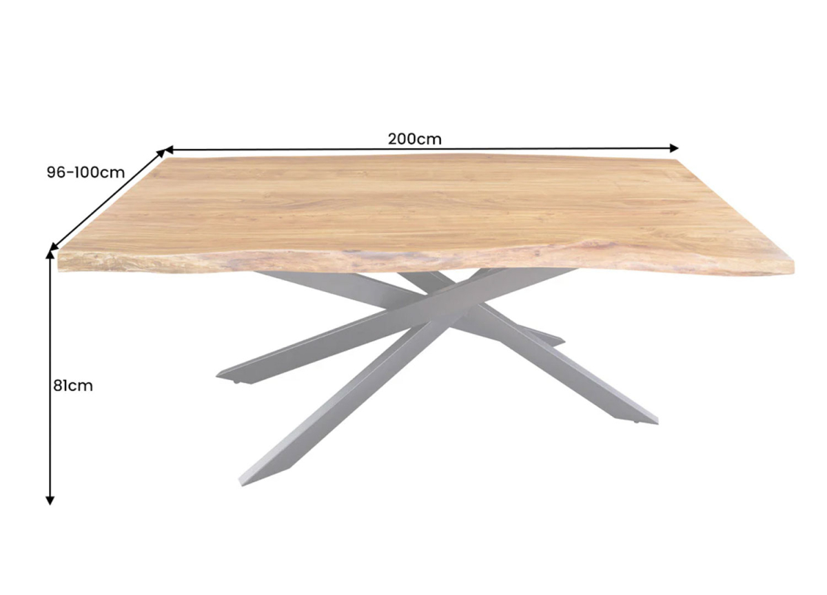 Table Repas Design Bois Massif et Structure Métal Noir