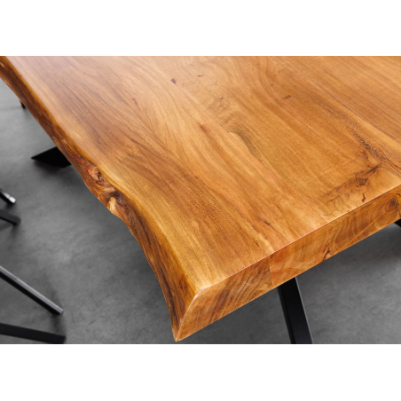 Table Repas Design Bois Massif et Structure Métal Noir