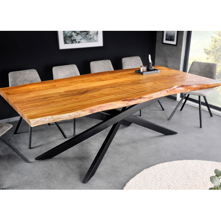 Table à manger conviviale 200 cm – Bois brut et piétement original