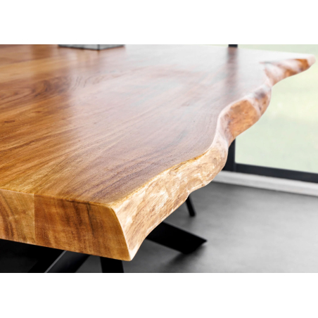 Table Repas Design Bois Massif et Structure Métal Noir