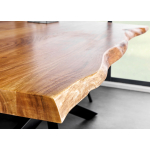 Table Repas Design Bois Massif et Structure Métal Noir