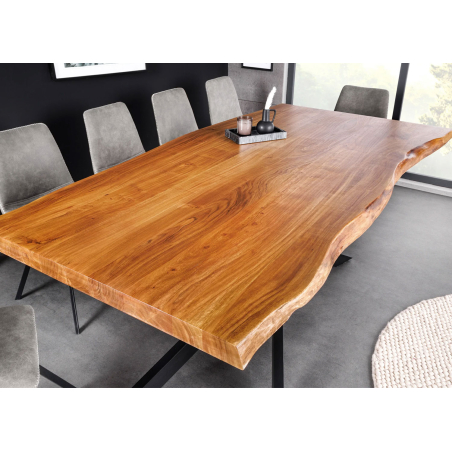 Table bois massif esprit naturel – Acacia brut et métal noir