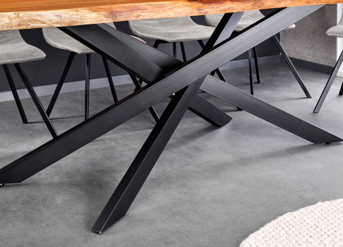 Table Repas Design Bois Massif et Structure Métal Noir