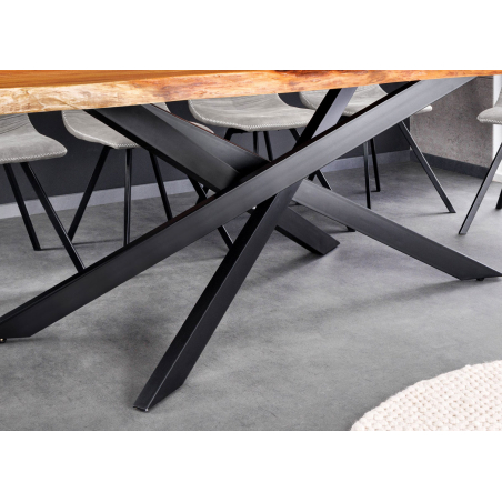 Table Repas Design Bois Massif et Structure Métal Noir